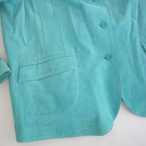 Vintage Denver Hayes Teal 100% Suede Leather Button Up Blazer Jacket 2Xl - Picture 6 of 13